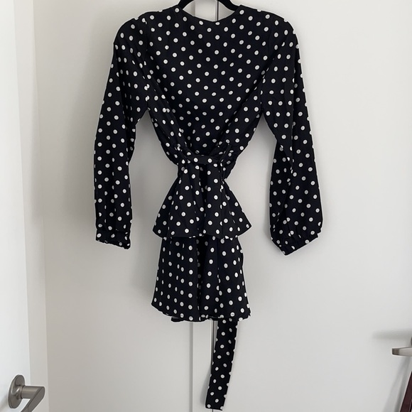 Lioness brand black polka dot wrap dress size XS - Picture 2 of 2